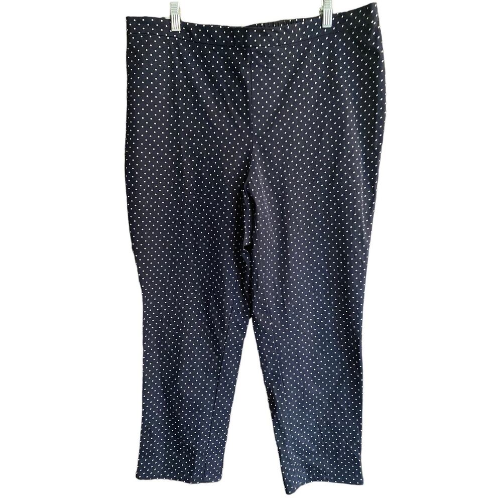 Isaac Mizrahi Live! Navy Blue White Dots 20W Pants Ankle Capri - Picture 2 of 9